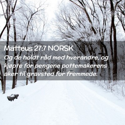 Picture 02 - Matteus 27:7 NORSK - Og de holdt råd med hverandre, og kjøpte for - Bible Verse Picture
