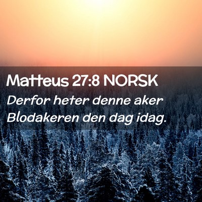 Picture 02 - Matteus 27:8 NORSK - Derfor heter denne aker Blodakeren den dag - Bible Verse Picture