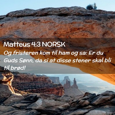 Picture 02 - Matteus 4:3 NORSK - Og fristeren kom til ham og sa: Er du Guds Sønn, - Bible Verse Picture