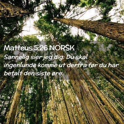 Picture 02 - Matteus 5:26 NORSK - Sannelig sier jeg dig: Du skal ingenlunde komme - Bible Verse Picture