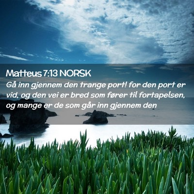 Picture 02 - Matteus 7:13 NORSK - Gå inn gjennem den trange port! for den port er - Bible Verse Picture