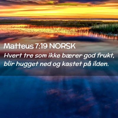 Picture 02 - Matteus 7:19 NORSK - Hvert tre som ikke bærer god frukt, blir hugget - Bible Verse Picture