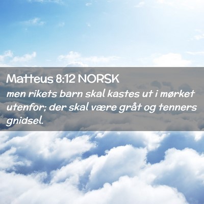 Picture 02 - Matteus 8:12 NORSK - men rikets barn skal kastes ut i mørket utenfor; - Bible Verse Picture