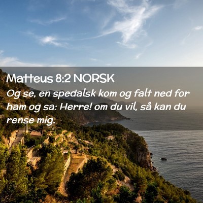 Picture 02 - Matteus 8:2 NORSK - Og se, en spedalsk kom og falt ned for ham og sa: - Bible Verse Picture