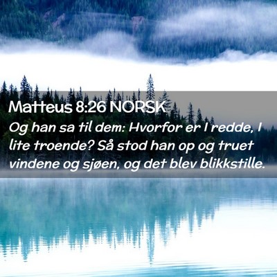 Picture 02 - Matteus 8:26 NORSK - Og han sa til dem: Hvorfor er I redde, I lite - Bible Verse Picture