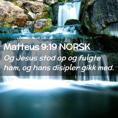 Picture 02 - Matteus 9:19 NORSK - Og Jesus stod op og fulgte ham, og hans disipler - Bible Verse Picture