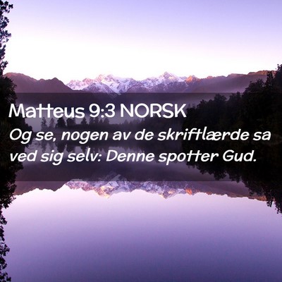 Picture 02 - Matteus 9:3 NORSK - Og se, nogen av de skriftlærde sa ved sig selv: - Bible Verse Picture