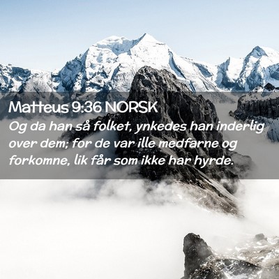 Picture 02 - Matteus 9:36 NORSK - Og da han så folket, ynkedes han inderlig over - Bible Verse Picture