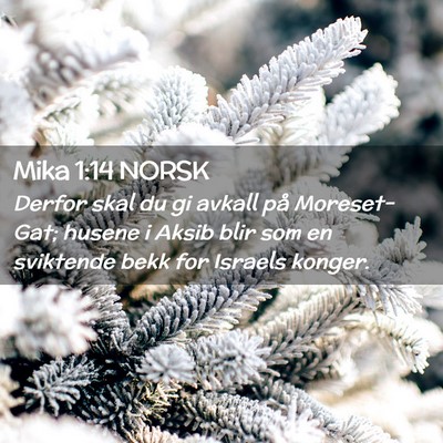 Picture 02 - Mika 1:14 NORSK - Derfor skal du gi avkall på Moreset-Gat; husene - Bible Verse Picture