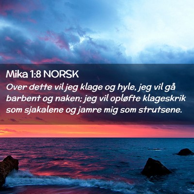 Picture 02 - Mika 1:8 NORSK - Over dette vil jeg klage og hyle, jeg vil gå - Bible Verse Picture