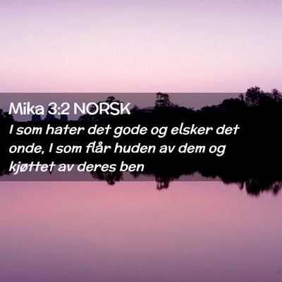 Picture 02 - Mika 3:2 NORSK - I som hater det gode og elsker det onde, I som - Bible Verse Picture