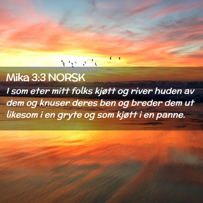 Picture 02 - Mika 3:3 NORSK - I som eter mitt folks kjøtt og river huden av - Bible Verse Picture
