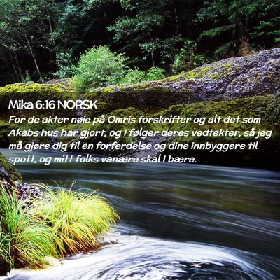 Picture 02 - Mika 6:16 NORSK - For de akter nøie på Omris forskrifter og alt - Bible Verse Picture
