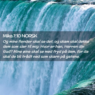 Picture 02 - Mika 7:10 NORSK - Og mine fiender skal se det, og skam skal dekke - Bible Verse Picture