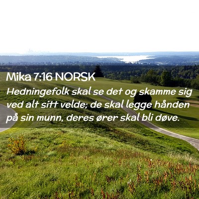 Picture 02 - Mika 7:16 NORSK - Hedningefolk skal se det og skamme sig ved alt - Bible Verse Picture