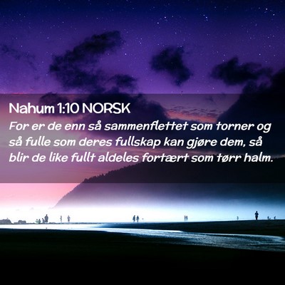 Picture 02 - Nahum 1:10 NORSK - For er de enn så sammenflettet som torner og så - Bible Verse Picture