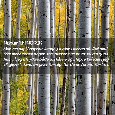 Picture 02 - Nahum 1:14 NORSK - Men om dig {Assyrias konge.} byder Herren så: - Bible Verse Picture