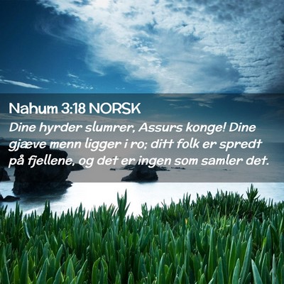 Picture 02 - Nahum 3:18 NORSK - Dine hyrder slumrer, Assurs konge! Dine gjæve - Bible Verse Picture