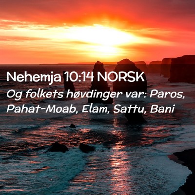 Picture 02 - Nehemja 10:14 NORSK - Og folkets høvdinger var: Paros, Pahat-Moab, - Bible Verse Picture