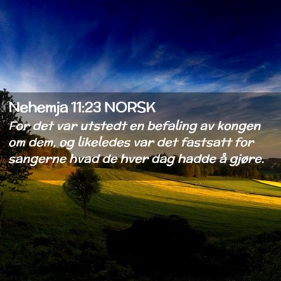 Picture 02 - Nehemja 11:23 NORSK - For det var utstedt en befaling av kongen om dem, - Bible Verse Picture
