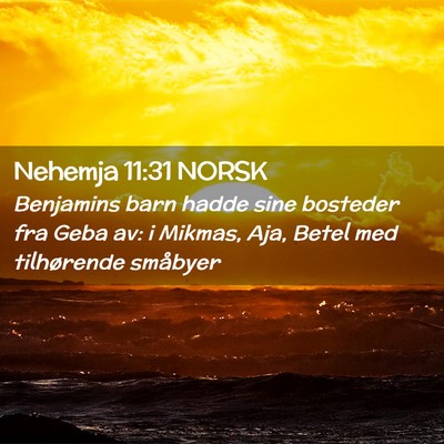 Picture 02 - Nehemja 11:31 NORSK - Benjamins barn hadde sine bosteder fra Geba av: i - Bible Verse Picture