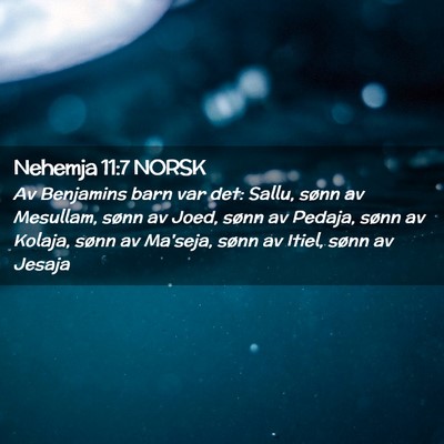 Picture 02 - Nehemja 11:7 NORSK - Av Benjamins barn var det: Sallu, sønn av - Bible Verse Picture