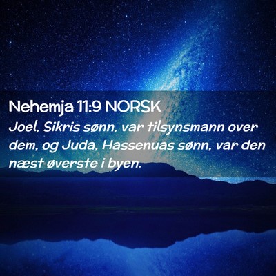 Picture 02 - Nehemja 11:9 NORSK - Joel, Sikris sønn, var tilsynsmann over dem, og - Bible Verse Picture