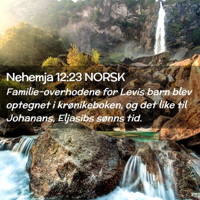 Picture 02 - Nehemja 12:23 NORSK - Familie-overhodene for Levis barn blev optegnet i - Bible Verse Picture