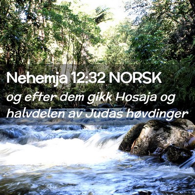Picture 02 - Nehemja 12:32 NORSK - og efter dem gikk Hosaja og halvdelen av Judas - Bible Verse Picture