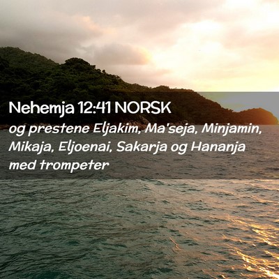 Picture 02 - Nehemja 12:41 NORSK - og prestene Eljakim, Ma'seja, Minjamin, Mikaja, - Bible Verse Picture