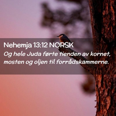 Picture 02 - Nehemja 13:12 NORSK - Og hele Juda førte tienden av kornet, mosten og - Bible Verse Picture