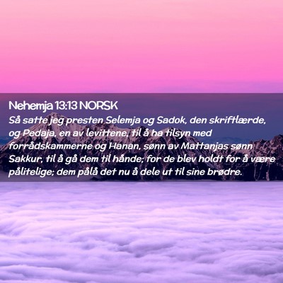 Picture 02 - Nehemja 13:13 NORSK - Så satte jeg presten Selemja og Sadok, den - Bible Verse Picture