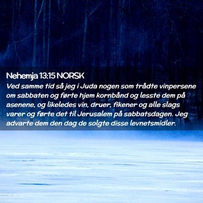 Picture 02 - Nehemja 13:15 NORSK - Ved samme tid så jeg i Juda nogen som trådte - Bible Verse Picture