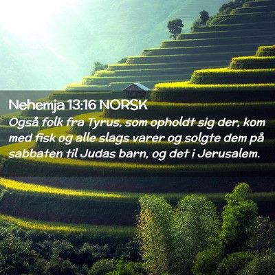 Picture 02 - Nehemja 13:16 NORSK - Også folk fra Tyrus, som opholdt sig der, kom - Bible Verse Picture