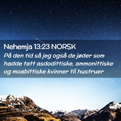 Picture 02 - Nehemja 13:23 NORSK - På den tid så jeg også de jøder som hadde - Bible Verse Picture