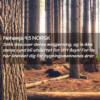 Picture 02 - Nehemja 4:5 NORSK - Dekk ikke over deres misgjerning, og la ikke - Bible Verse Picture