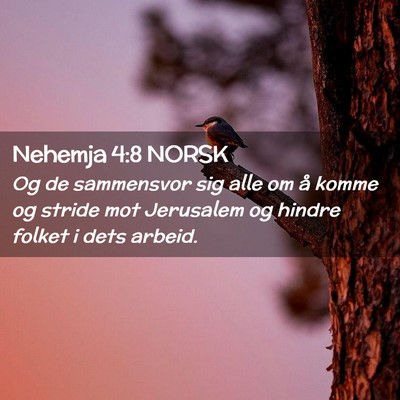 Picture 02 - Nehemja 4:8 NORSK - Og de sammensvor sig alle om å komme og stride - Bible Verse Picture