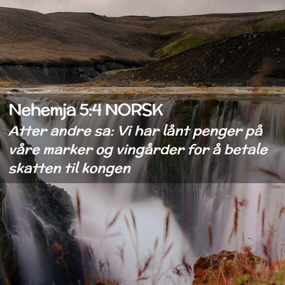 Picture 02 - Nehemja 5:4 NORSK - Atter andre sa: Vi har lånt penger på våre - Bible Verse Picture