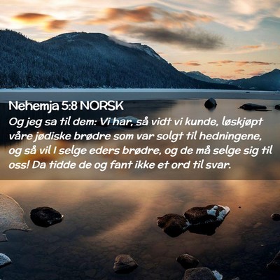 Picture 02 - Nehemja 5:8 NORSK - Og jeg sa til dem: Vi har, så vidt vi kunde, - Bible Verse Picture
