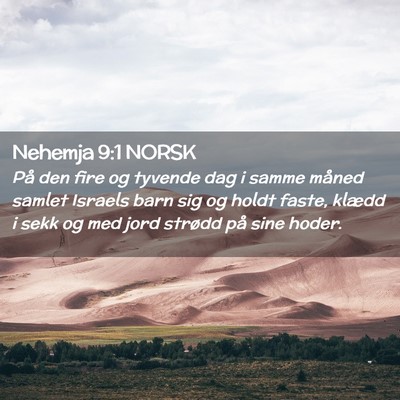 Picture 02 - Nehemja 9:1 NORSK - På den fire og tyvende dag i samme måned samlet - Bible Verse Picture