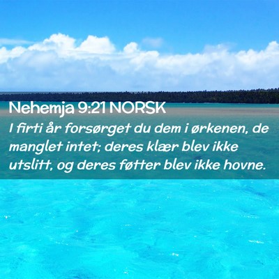 Picture 02 - Nehemja 9:21 NORSK - I firti år forsørget du dem i ørkenen, de - Bible Verse Picture
