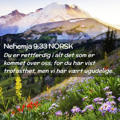 Picture 02 - Nehemja 9:33 NORSK - Du er rettferdig i alt det som er kommet over - Bible Verse Picture
