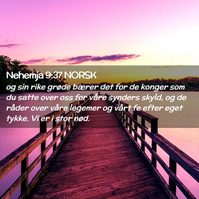 Picture 02 - Nehemja 9:37 NORSK - og sin rike grøde bærer det for de konger som - Bible Verse Picture