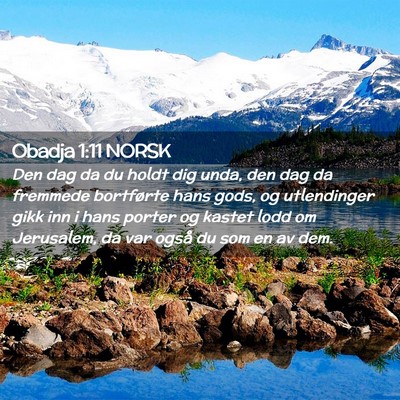 Picture 02 - Obadja 1:11 NORSK - Den dag da du holdt dig unda, den dag da fremmede - Bible Verse Picture