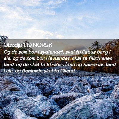 Picture 02 - Obadja 1:19 NORSK - Og de som bor i sydlandet, skal ta Esaus berg i - Bible Verse Picture