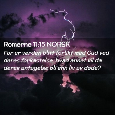 Picture 02 - Romerne 11:15 NORSK - For er verden blitt forlikt med Gud ved deres - Bible Verse Picture