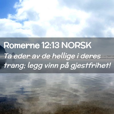 Picture 02 - Romerne 12:13 NORSK - Ta eder av de hellige i deres trang; legg vinn - Bible Verse Picture