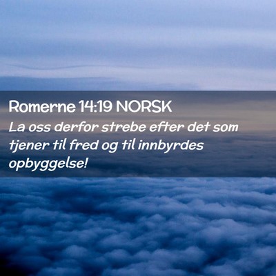 Picture 02 - Romerne 14:19 NORSK - La oss derfor strebe efter det som tjener til - Bible Verse Picture