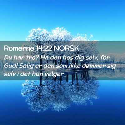 Picture 02 - Romerne 14:22 NORSK - Du har tro? Ha den hos dig selv, for Gud! Salig - Bible Verse Picture