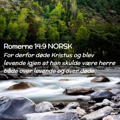 Picture 02 - Romerne 14:9 NORSK - For derfor døde Kristus og blev levende igjen at - Bible Verse Picture